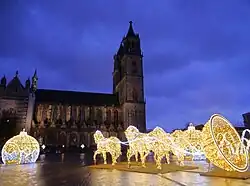 Lichtinstallation am Domplatz im Januar 2025