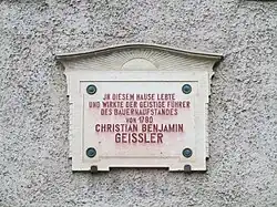 Gedenktafel für Benjamin Geißler