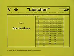 Fahrplan an der Behelfshaltestelle Oberforsthaus (2010)