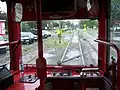 Hinterer Führerstand nach der Abfahrt an der Haltestelle Riedhof (2007)