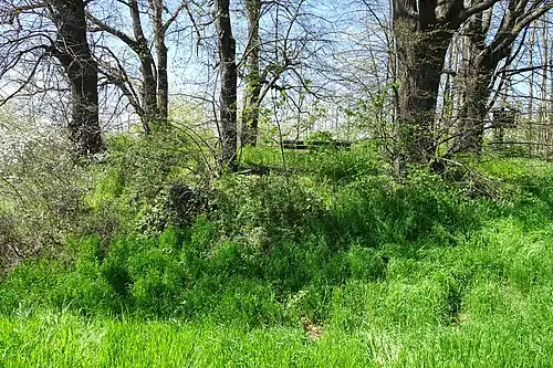 Graben und Erdhügel sind Relikte der früheren Wallanlage