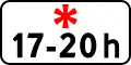 Zeichen 827: Zeitliche Beschränkung (nur samstags, sonntags und feiertags 17:00 bis 20:00 Uhr)