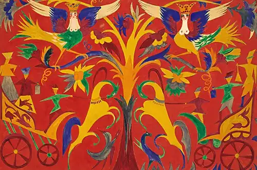 Les Noces. Die Abbildung zeigt eine nicht realisierte Vorhangskizze für das Ballett von Natalja Sergejewna Gontscharowa.