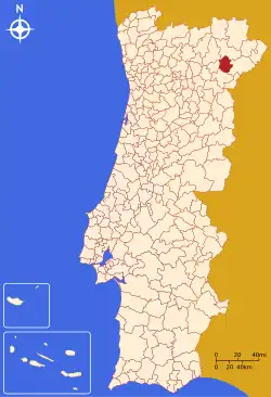 Position des Kreises Alfândega da Fé