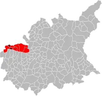 Lage der CC de la Vallée du Jabron im Département Alpes-de-Haute-Provence (rot) und im Département Drôme (braun)