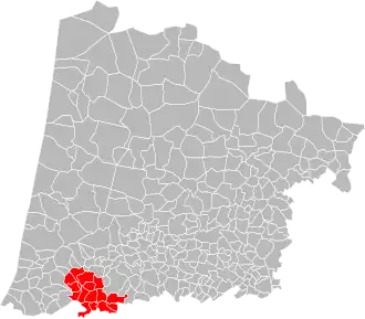 Lage der Communauté de communes du Pays d’Orthe Département Landes