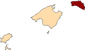 Lage von Lage Menorcas in Bezug auf die Balearen in den Balearischen Inseln (anklickbare Karte)