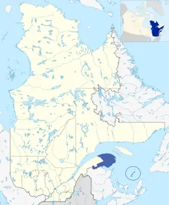 Lage der Region Gaspésie–Îles-de-la-Madeleine in Québec