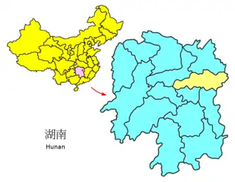 Lage von Changsha in der Provinz Hunan