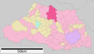 Lage Kumagayas in der Präfektur