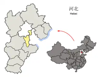 Lage von Langfang in der Provinz Hebei