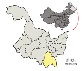 Lage Mudanjiangs in Heilongjiang
