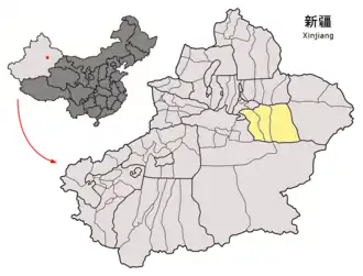 Lage von Turpan in Xinjiang