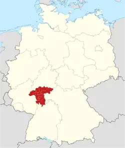 Lage des Regierungsbezirkes Darmstadt in Deutschland