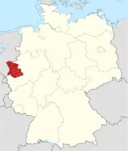 Lage des Regierungsbezirkes Düsseldorf in Deutschland