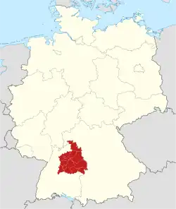 Lage des Regierungsbezirkes Stuttgart in Deutschland