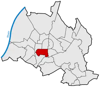 Lage von Südweststadt in Karlsruhe