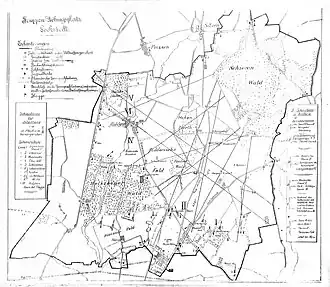 Karte nach dem Bau des Wasserturms (1902), das heutige Flugplatzgelände liegt komplett innerhalb der Grenzen des Lagers und ist nicht näher benannt