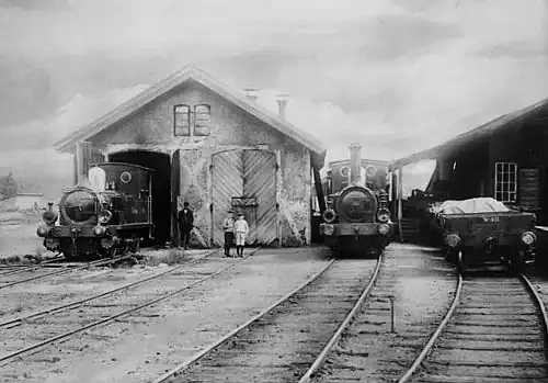 Lokschuppen Smedjebacken mit den Lokomotiven LUDVIKA und SMEDJEBACKEN