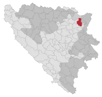 Lage der Gemeinde Lopare in Bosnien und Herzegowina (anklickbare Karte)