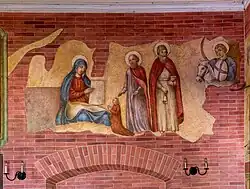 Marienkapelle, Südwand:Maria, Bartholomäus, Antonius der Einsiedler, Ritter Georg zu Pferd