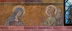 Marienkapelle, Rückwand: Maria und Erzengel Gabriel als Rest der historischen Fresken