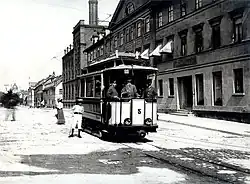 Probefahrt auf der Kaiserin-Augusta-Straße (heute Steubenstraße)