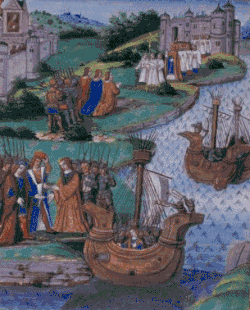 Ludwig VIII. in London, Darstellung aus La Toison d'or des Guillaume Fillastre, 15. oder 16. Jahrhundert