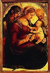 Luca Signorelli: Madonna mit Kind, Johannes dem Täufer und Hieronymus