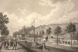 Der Kanal bei Erlangen gegen das Kanalmonument u. dem Ludwig-Süd-Nord-Eisenbahntunnel, 1845