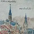 Die Burgkirche von Osten um 1551, (Braun-Hogenberg, 1572)