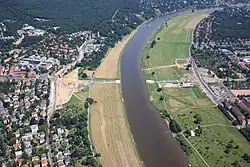 Luftbild Baufortschritt Waldschlößchenbrücke Dresden Juli 2009