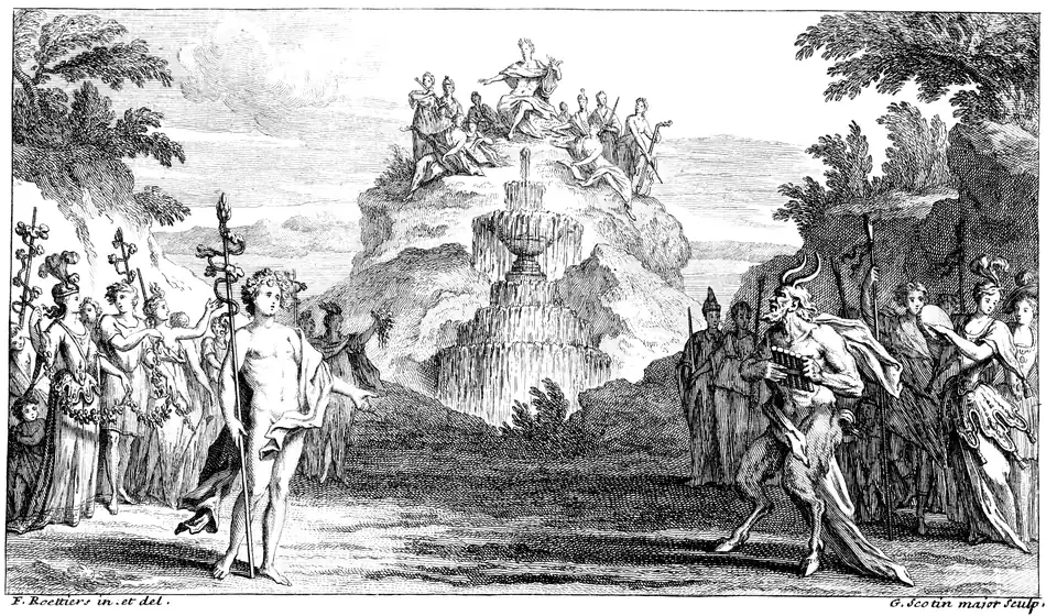 Szenenbild des Prologs. Partiturausgabe von 1714