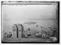 Gesehen vom Singer Building 1908, Hudson River mit Passagier­schiff Lusitania