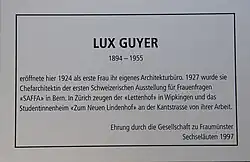 Lux Guyer Gedenktafel, Bahnhofstrasse 71, Zürich