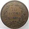 10 Centimes, Luxemburg 1860, Wertseite