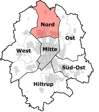 Lage des Bezirks Nord in Münster