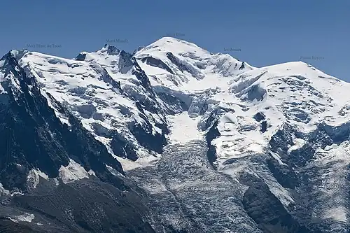 Nordseite des Mont Blanc, aufgenommen am Col de l’Index (2420&nbsp;m)