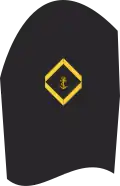 Dienstgradabzeichen eines Maats (10er Verwendungsreihe) auf dem Oberärmel der Jacke des Dienstanzuges für Marineuniformträger