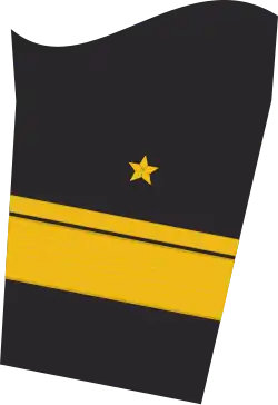 Dienstgradabzeichen eines Konteradmirals (Truppendienst) auf dem Unterärmel der Jacke des Dienstanzuges für Marineuniformträger