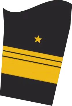 Dienstgradabzeichen eines Vizeadmirals (Truppendienst) auf dem Unterärmel der Jacke des Dienstanzuges für Marineuniformträger