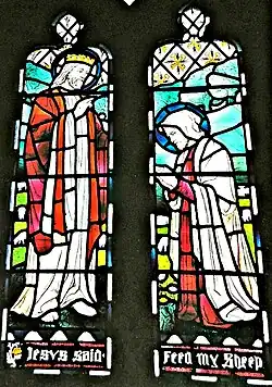 Lowndes’s first stained glass window, Hinton St Mary, Dorset (1893)