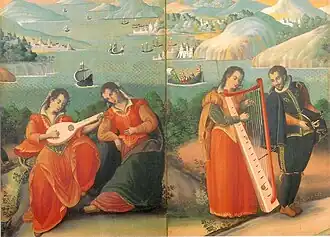 Stellschirm mit westlichen Motiven (Ausschnitt)