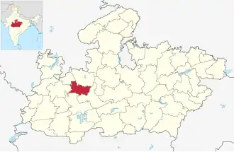 Positionskarte des Distrikts Shajapur