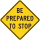 Zeichen W3-4 Seien Sie vorbereitet, schnell anzuhalten (In Kombination mit Ampel voraus)