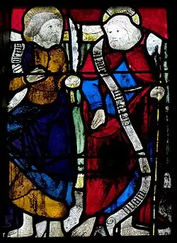 Simon und Matthias mit dem Schriftband VITAM AETERNAM (bis in alle Ewigkeit)