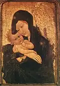 Madonna mit Kind, um 1410 ausgeführt in Tempera auf Holz, (Louvre)