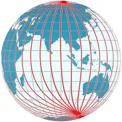 Blick auf 90° geographischer Länge