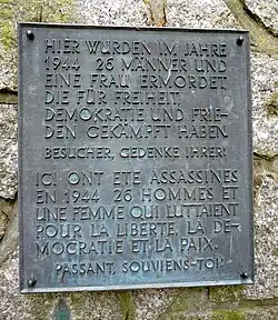 Plakette für die Ermordeten in Gaggenau