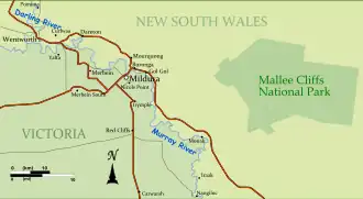 Landkarte des Mallee-Cliffs-Nationalparks